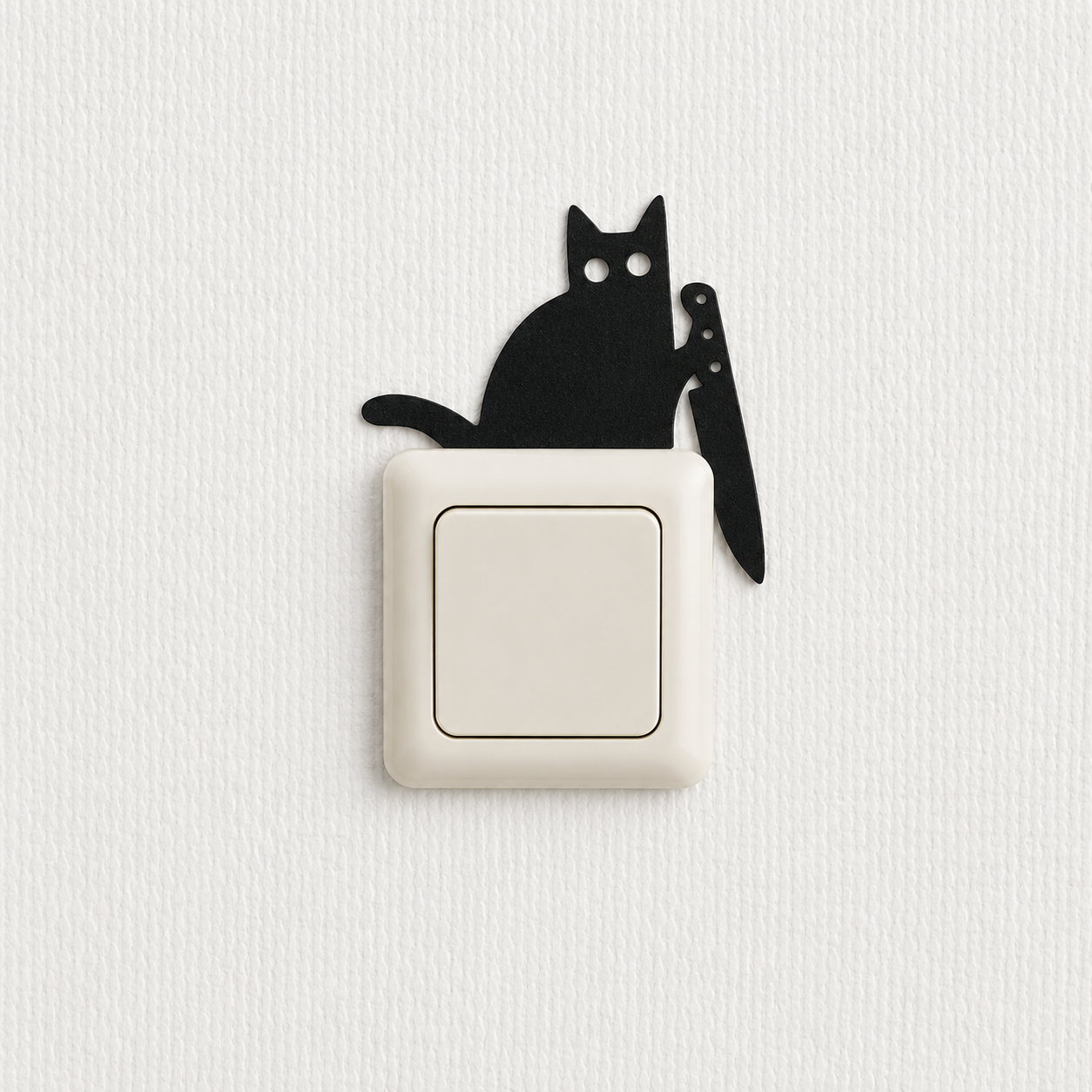 Katzen lichtschalter dekoration - katze mit einem messer