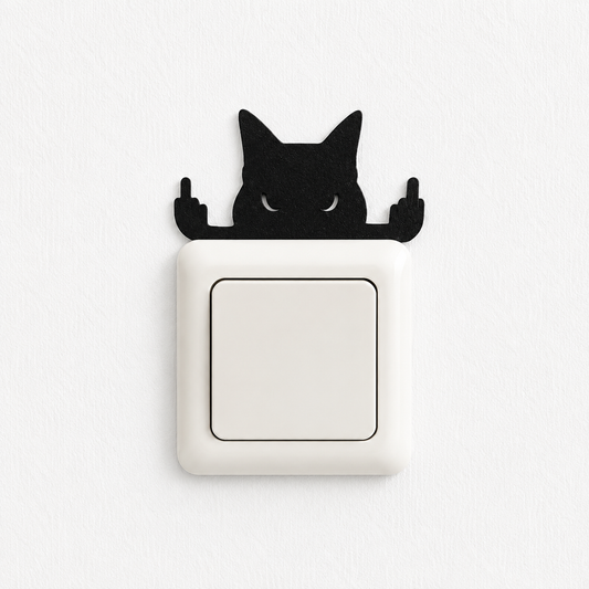 Katzen Lichtschalter Dekoration - Katze mit Mittelfingern