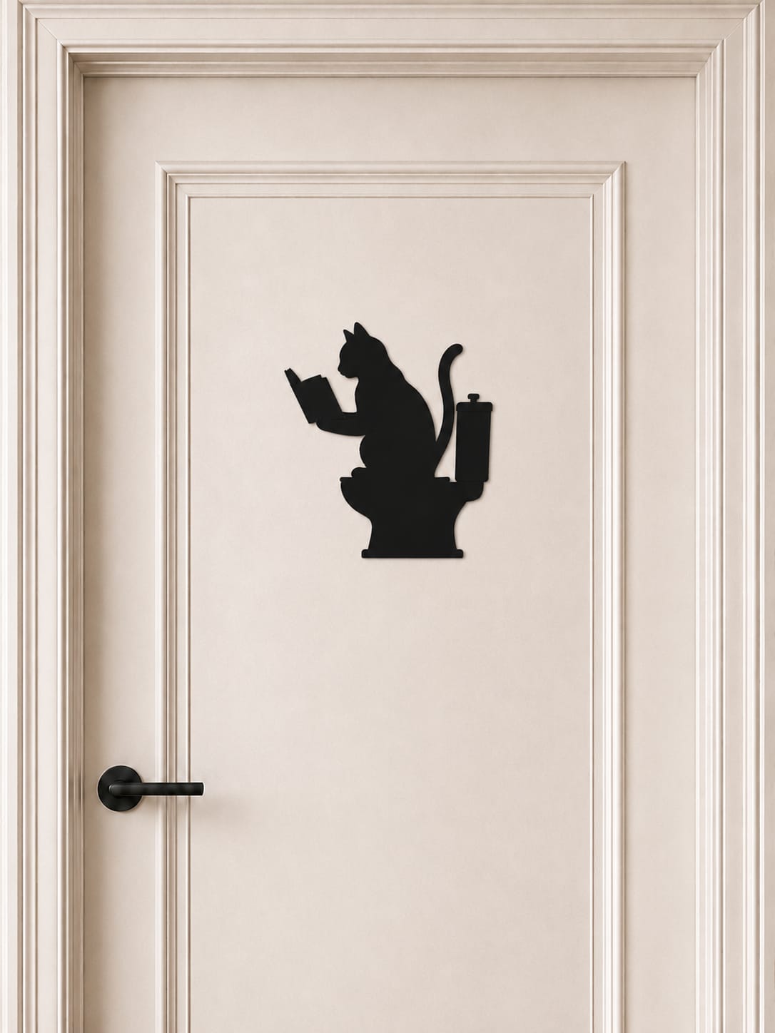 Türdekoration für die Katzentoilette – Schild lesende katze auf der toilette