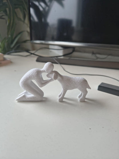 Figur des Besitzers mit Hund