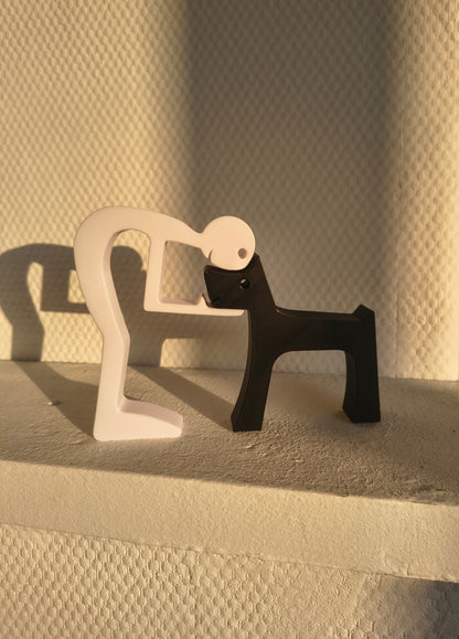Puzzlefigur des Besitzers mit Hund